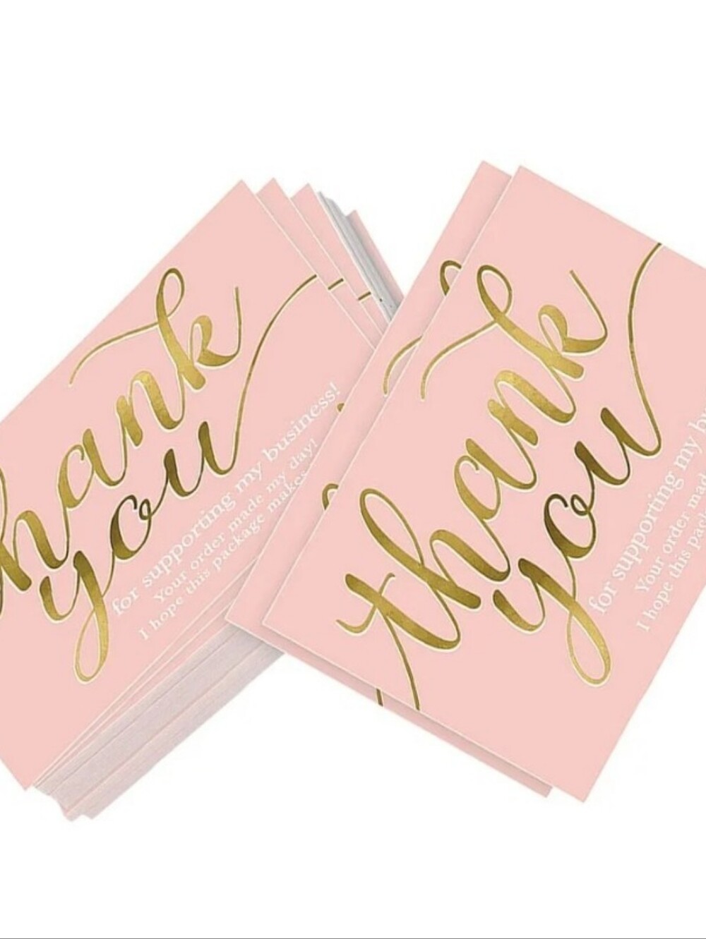 50 PCS Pink "Thank You for Supporting My Business" Cards New
